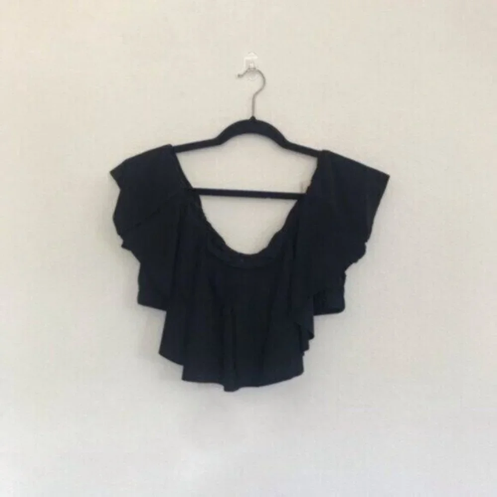 Unique Vintage Size 1X Black Ruffled Ramona Swim Top NWT - Picture 2 of 6